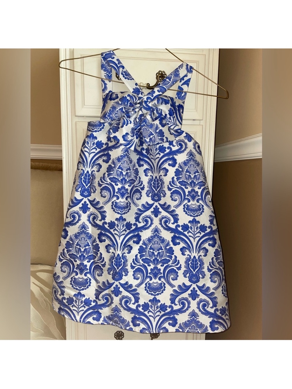 Halabaloo Royal Blue and White Bow Front Dress